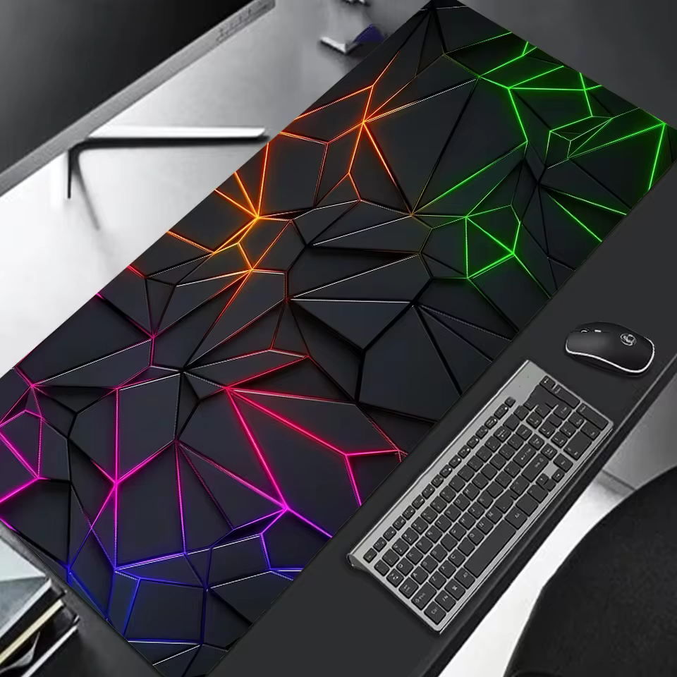 Large gaming Mouse Pad 90x40 Red Blue gradient design non-slip rubber sewn edge gaming desk mat keyboard gamers and office work (G12)