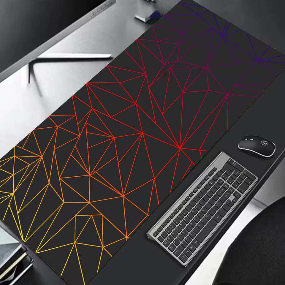 Large gaming Mouse Pad 90x40 Red Blue gradient design non-slip rubber sewn edge gaming desk mat keyboard gamers and office work (G13)
