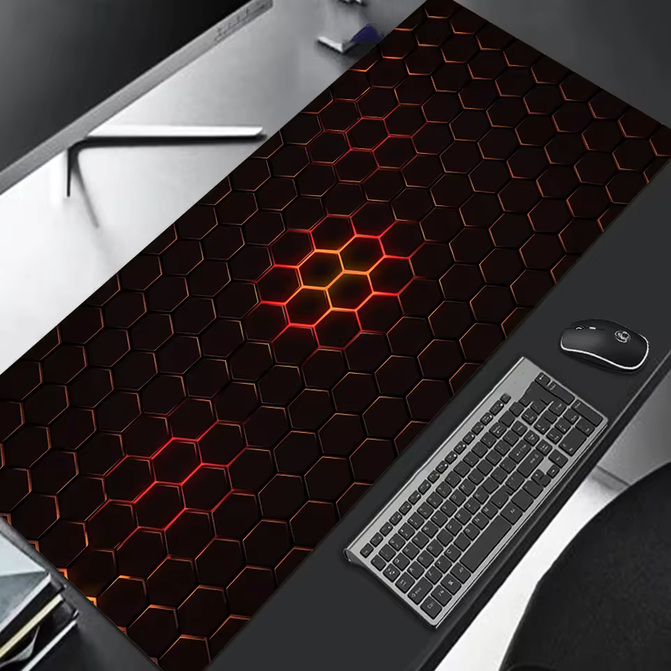 Large gaming Mouse Pad 90x40 Red Blue gradient design non-slip rubber sewn edge gaming desk mat keyboard gamers and office work (G14)