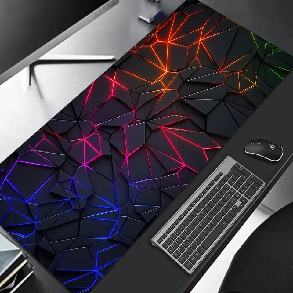Large gaming Mouse Pad 90x40 Red Blue gradient design non-slip rubber sewn edge gaming desk mat keyboard gamers and office work (G15)
