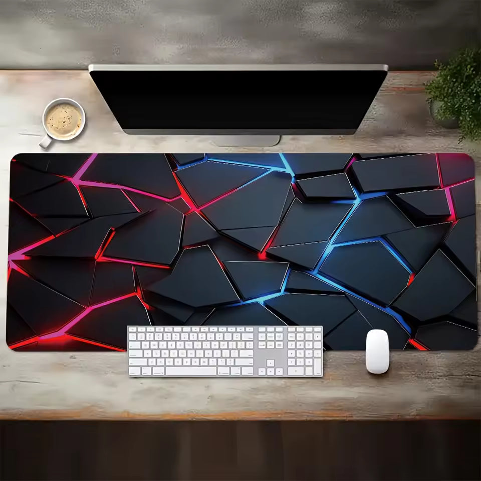 Large gaming Mouse Pad 90x40 Red Blue gradient design non-slip rubber sewn edge gaming desk mat keyboard gamers and office work (G6)