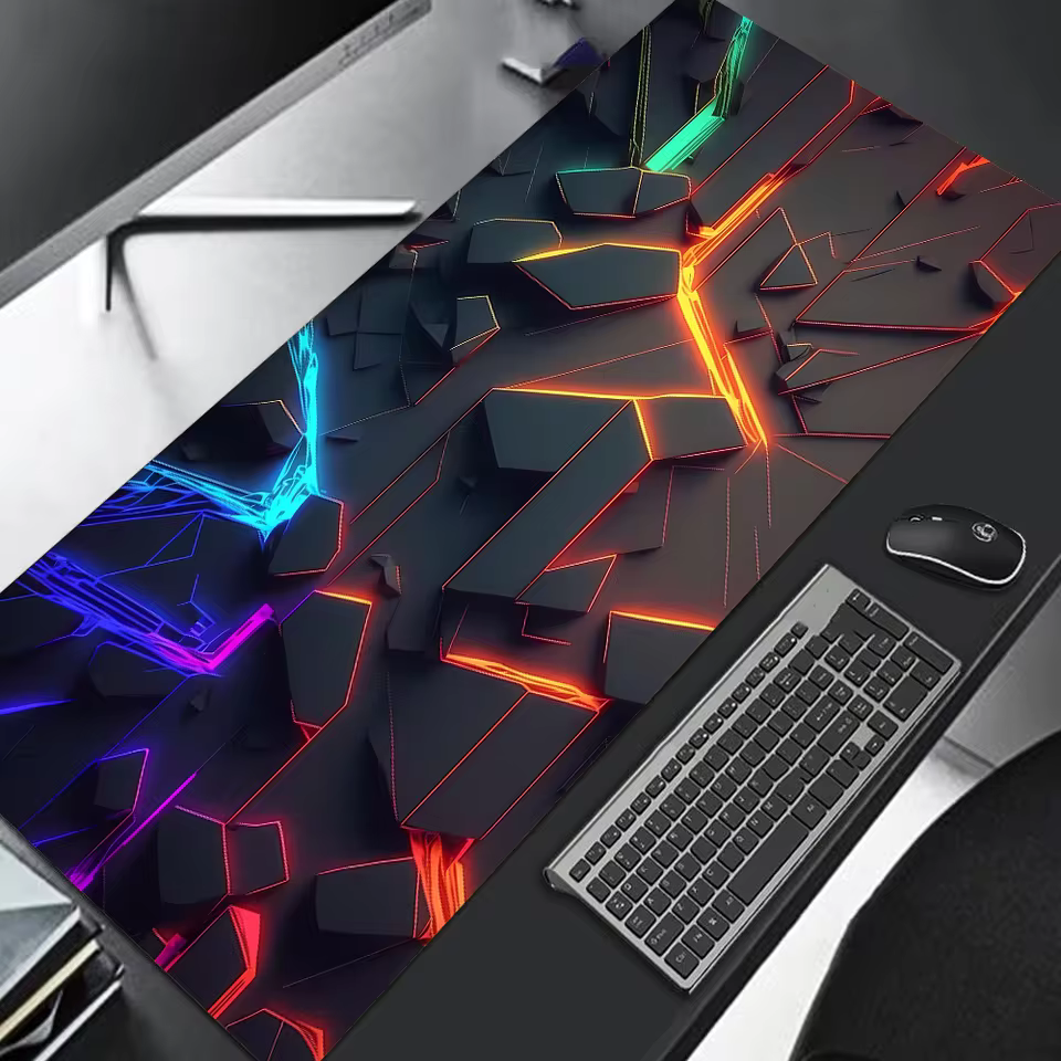 Large gaming Mouse Pad 90x40 Red Blue gradient design non-slip rubber sewn edge gaming desk mat keyboard gamers and office work (G2)