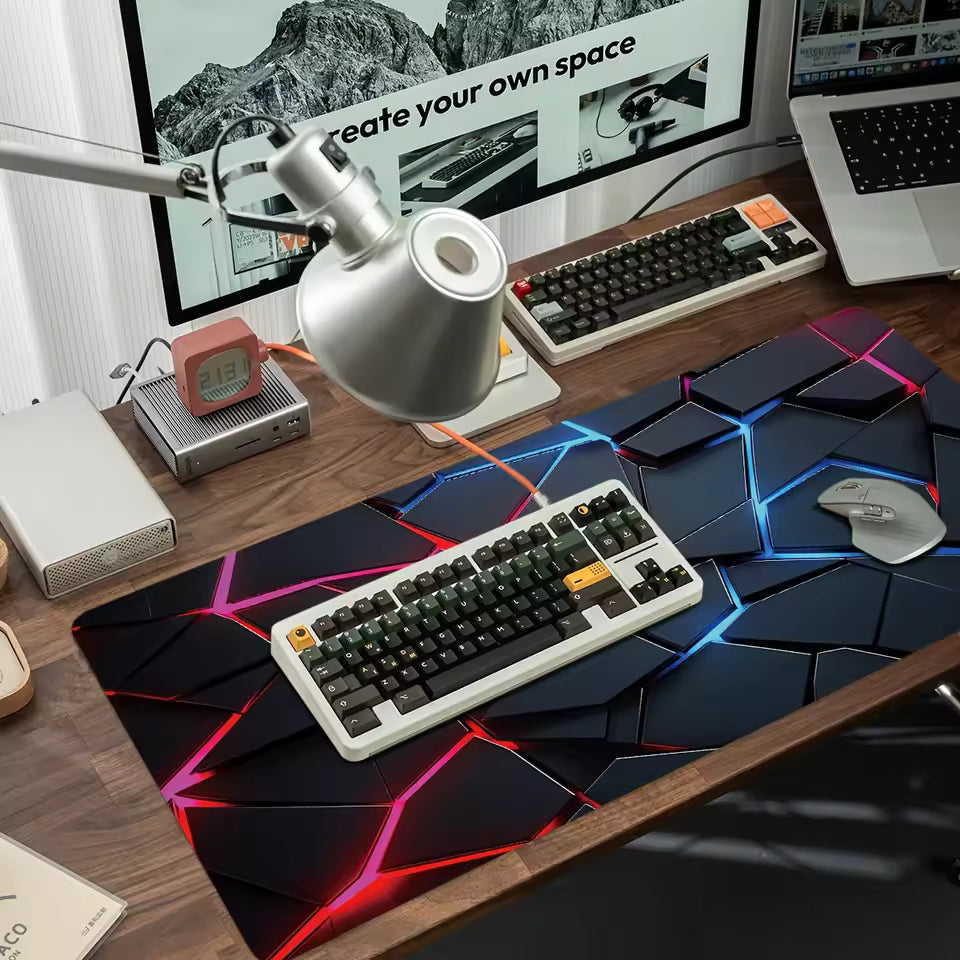 Large gaming Mouse Pad 90x40 Red Blue gradient design non-slip rubber sewn edge gaming desk mat keyboard gamers and office work (G6)