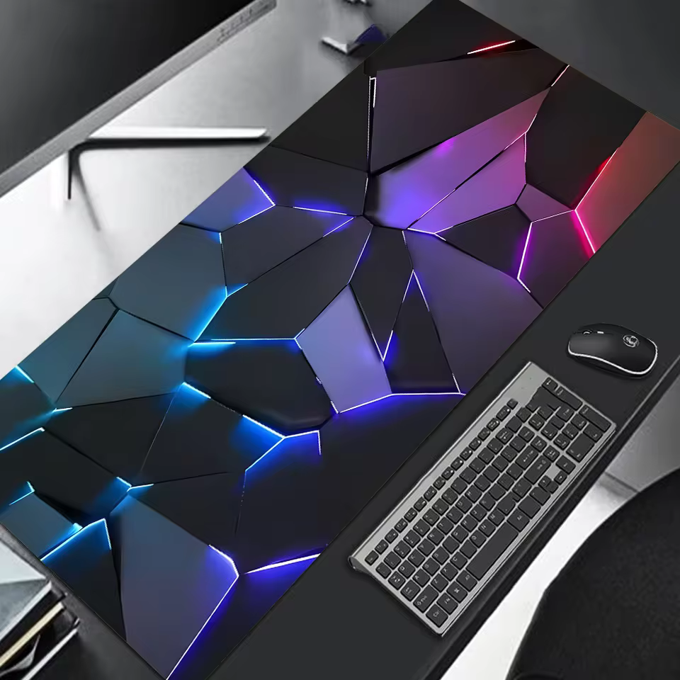 Large gaming Mouse Pad 90x40 Red Blue gradient design non-slip rubber sewn edge gaming desk mat keyboard gamers and office work (G6)
