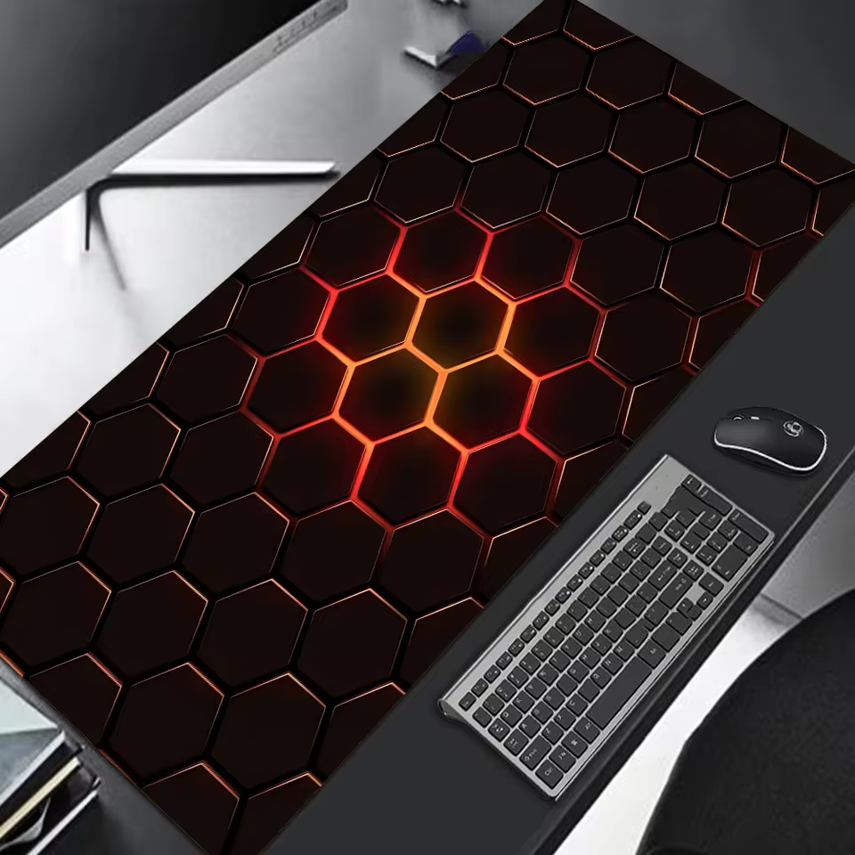 Large gaming Mouse Pad 90x40 Red Blue gradient design non-slip rubber sewn edge gaming desk mat keyboard gamers and office work (G7)