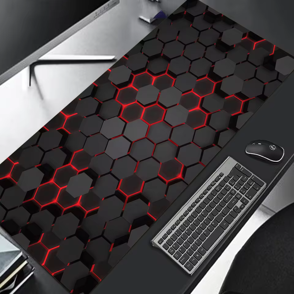 Large gaming Mouse Pad 90x40 Red Blue gradient design non-slip rubber sewn edge gaming desk mat keyboard gamers and office work (G8)