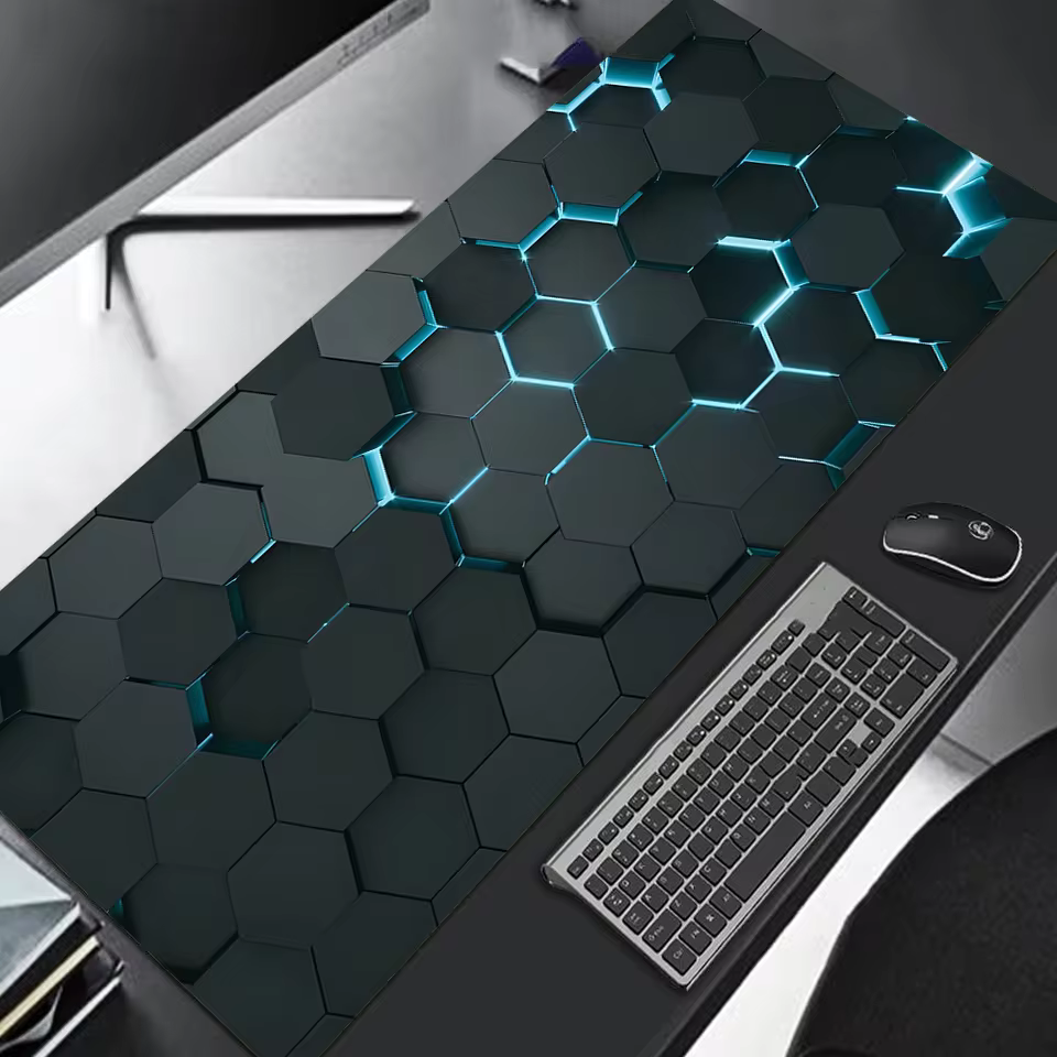 Large gaming Mouse Pad 90x40 Red Blue gradient design non-slip rubber sewn edge gaming desk mat keyboard gamers and office work (G9)