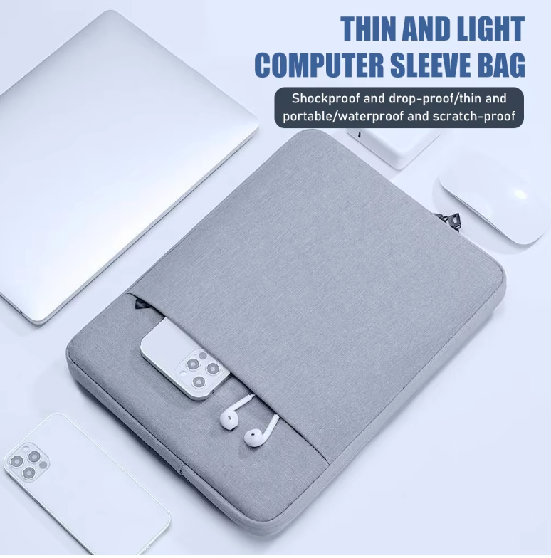 Waterproof Laptop Bag Sleeve Tablet Cover For MacBook Air Pro Xiaomi Dell Acer Notebook Computer Case (Light Gray 11 Inch)